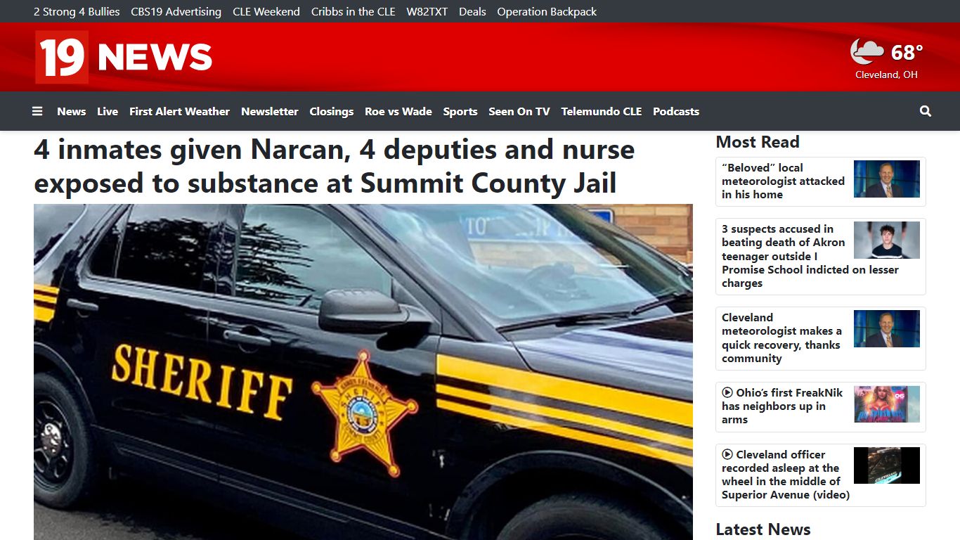 4 inmates given Narcan, 4 deputies and nurse exposed to ...